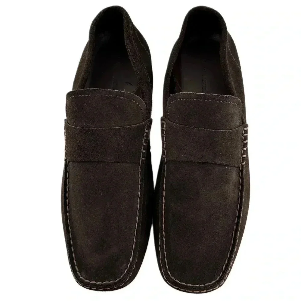 Banana Republic mens flats 9 chocolate brown suede square toe driving loafers